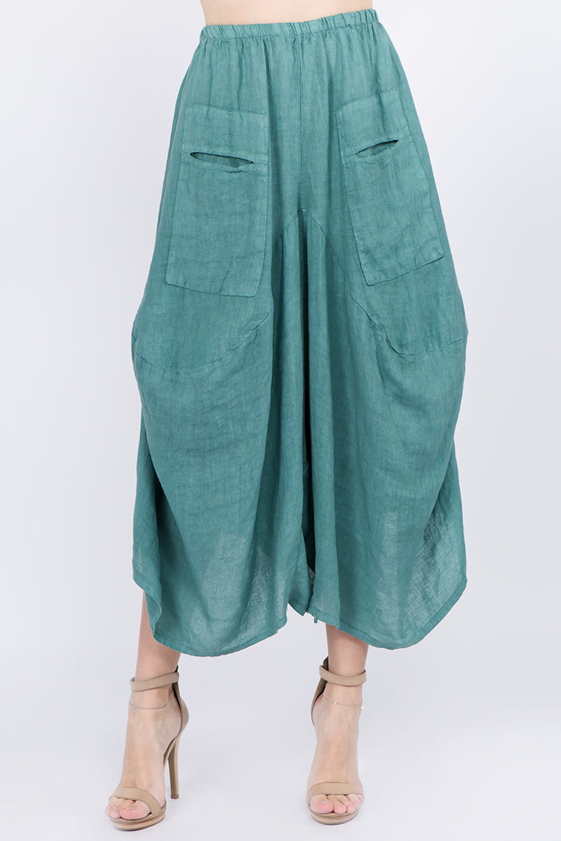 Raw Moda Italian Linen Pants Skirt Bottom Raw Moda One Size Teal 