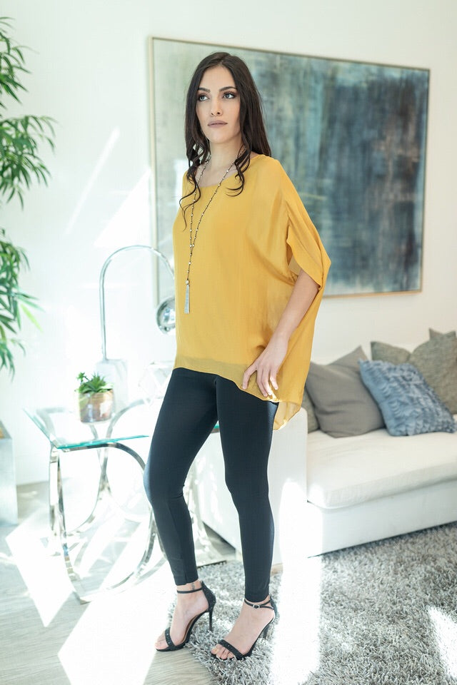 Italian Solid Silky Top Raw Moda Top Raw Moda   