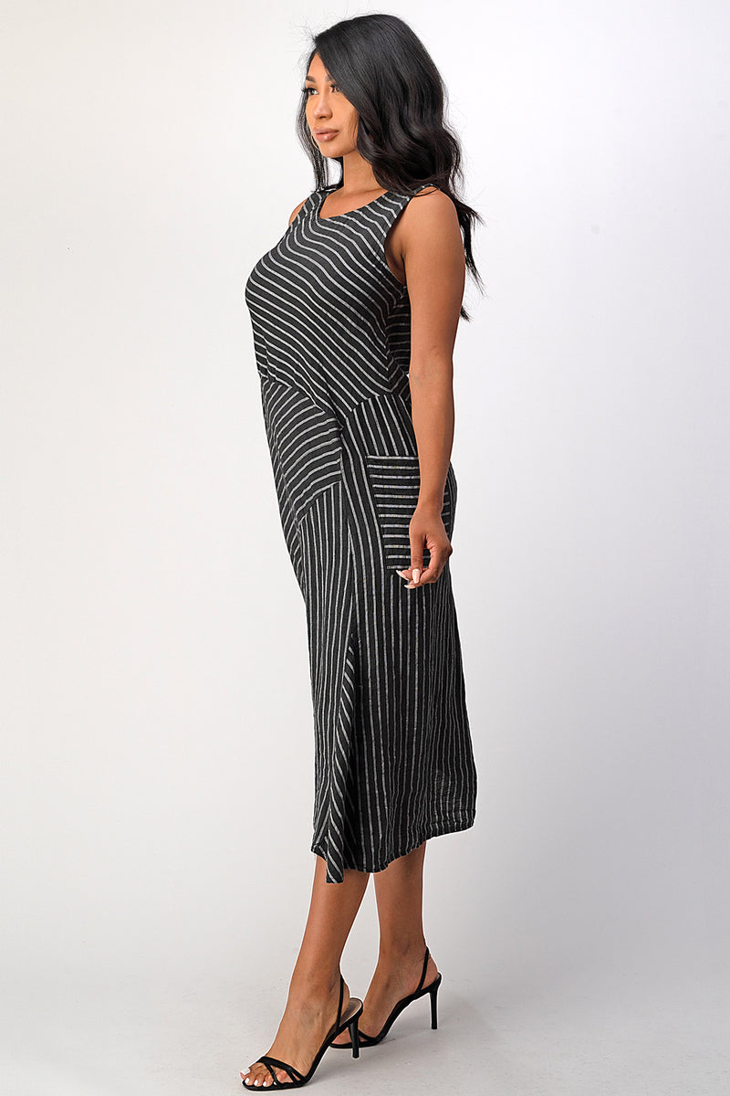 Italian Striped Linen Dress - Rawmoda