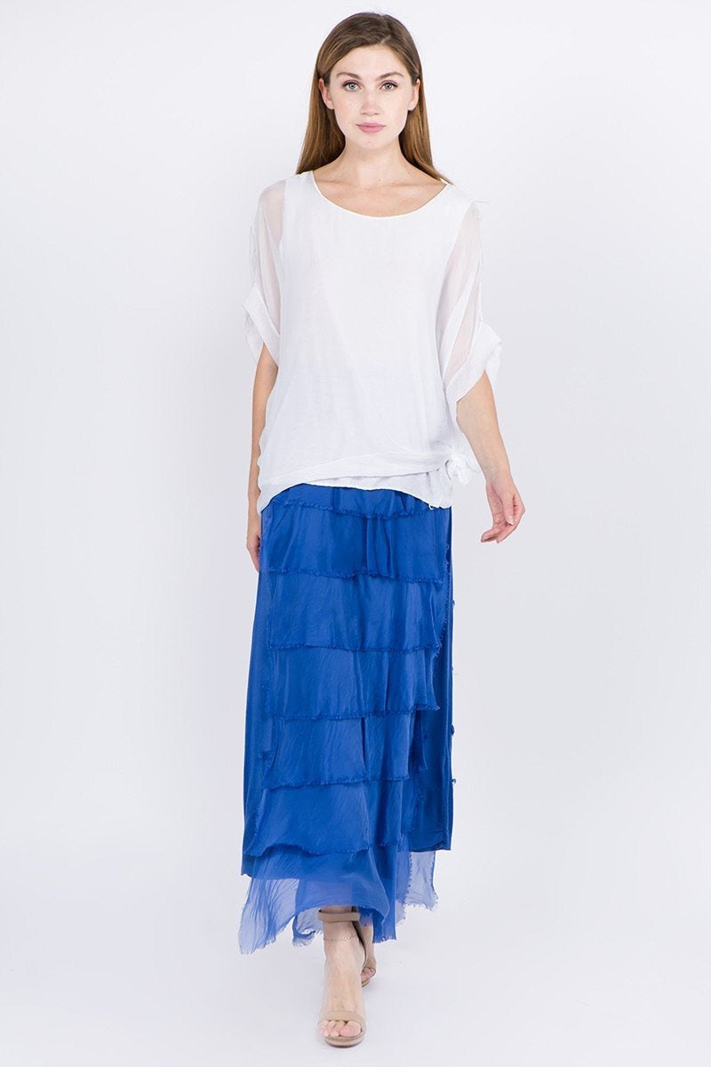 Layered Italian Raw Moda Maxi Skirt Bottom Raw Moda   
