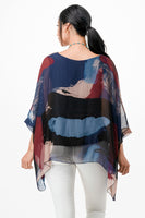 Italian Hand Painted Pattern Raw Moda Silk Top