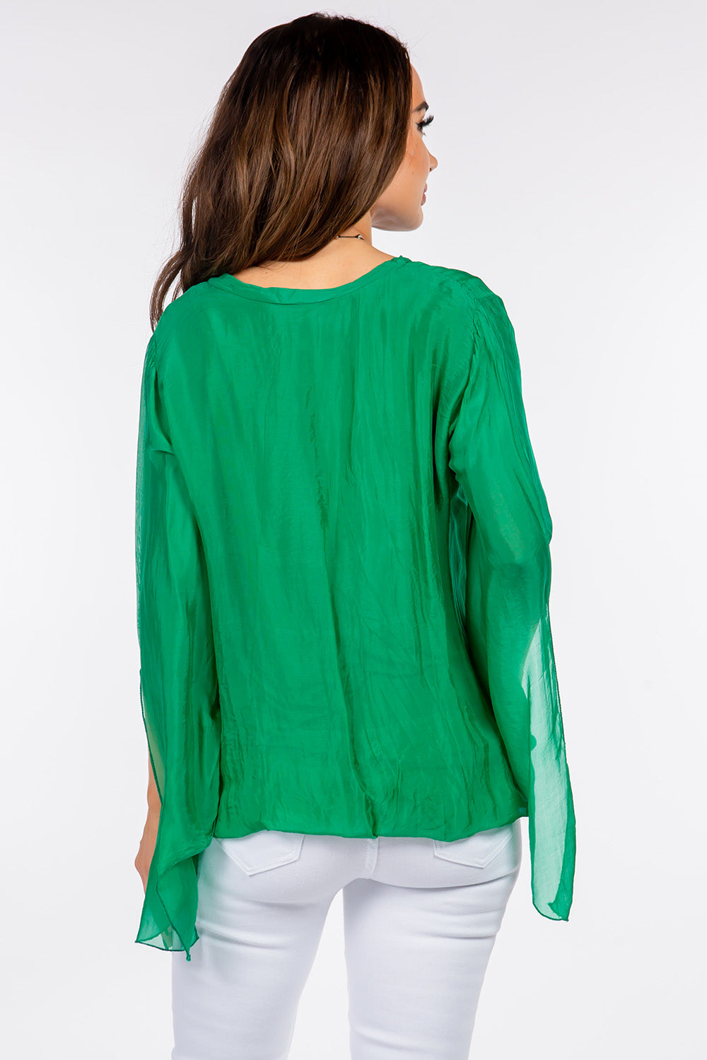 Raw Moda Italian SLIT Sleeves Silk Top Top Raw Moda   