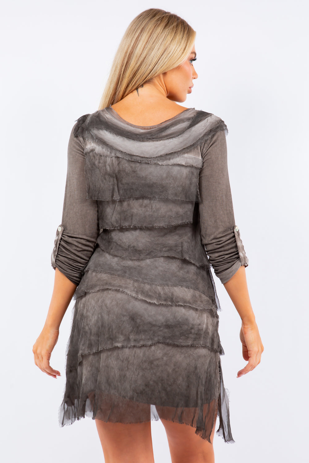 Raw Moda Italian Long Sleeve Ruffle Dress Dress Raw Moda   