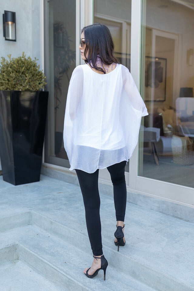 Italian Solid Silky Top Raw Moda Top Raw Moda   