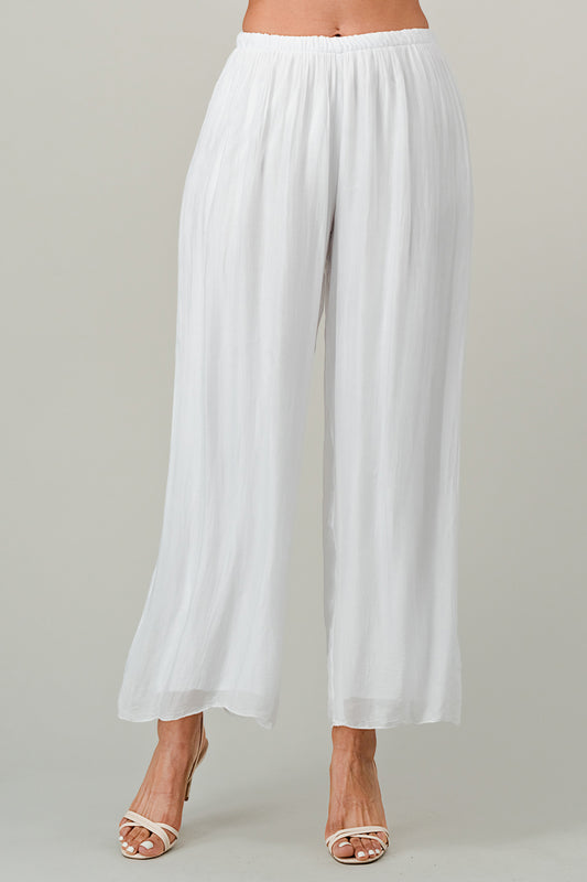 Raw Moda Italian Long Loose Silk Pants Bottom Raw Moda One Size White 
