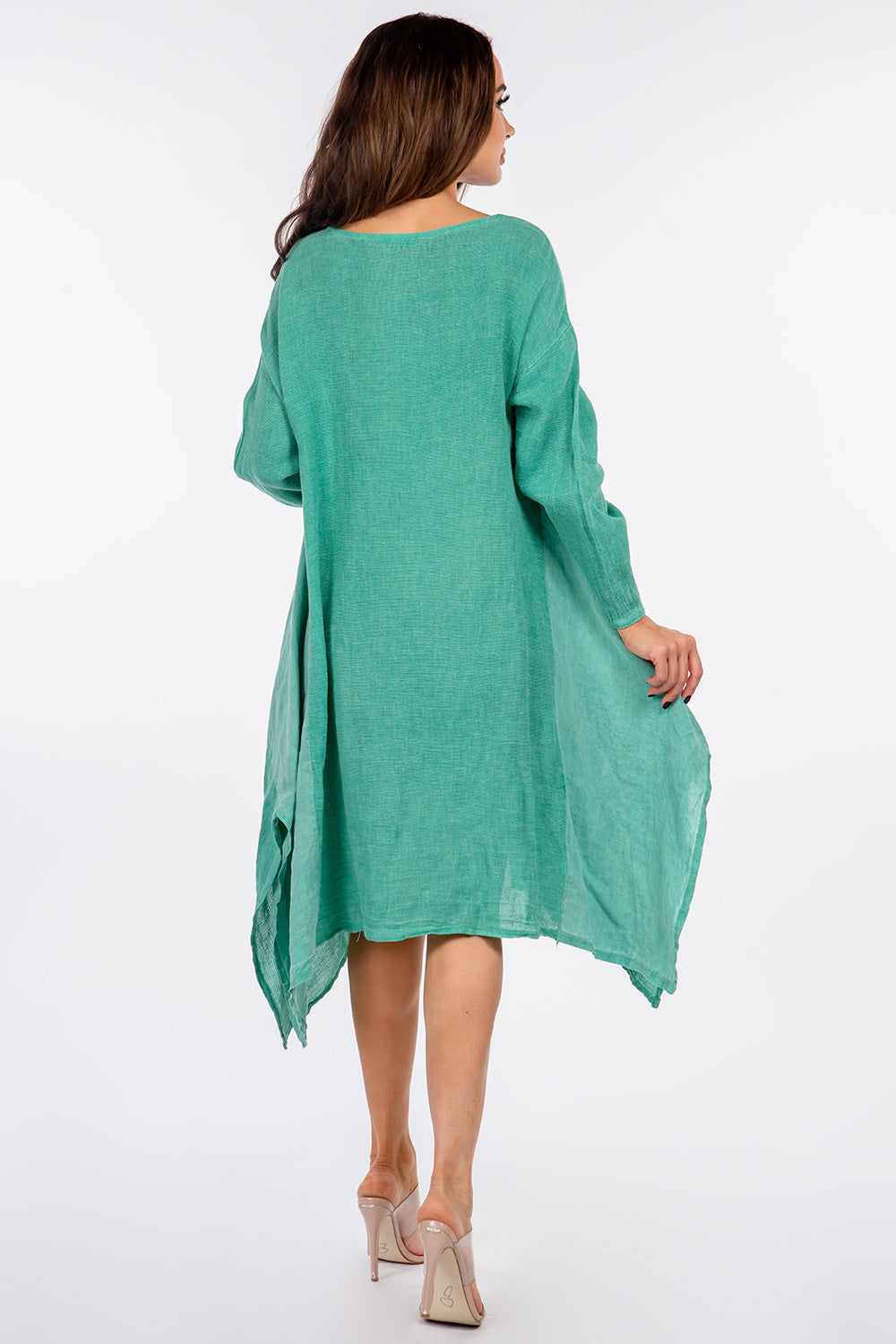 Raw Moda Linen Cotton Long Sleeves Dress Apparel & Accessories Raw Moda   