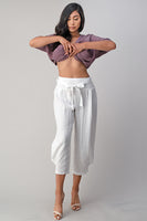 Raw Moda Puro Short Linen Pants With Belt