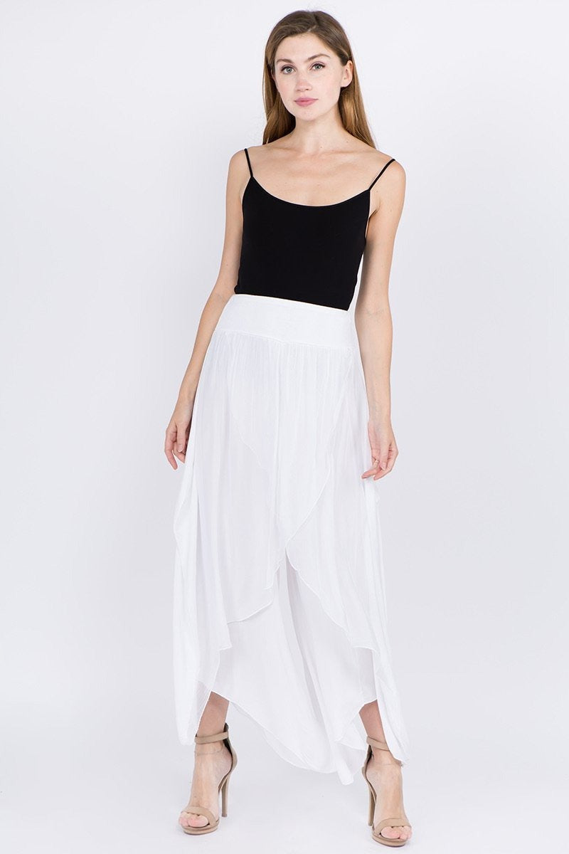 Raw Moda Silk Pants Skirt Bottom Raw Moda One Size White 