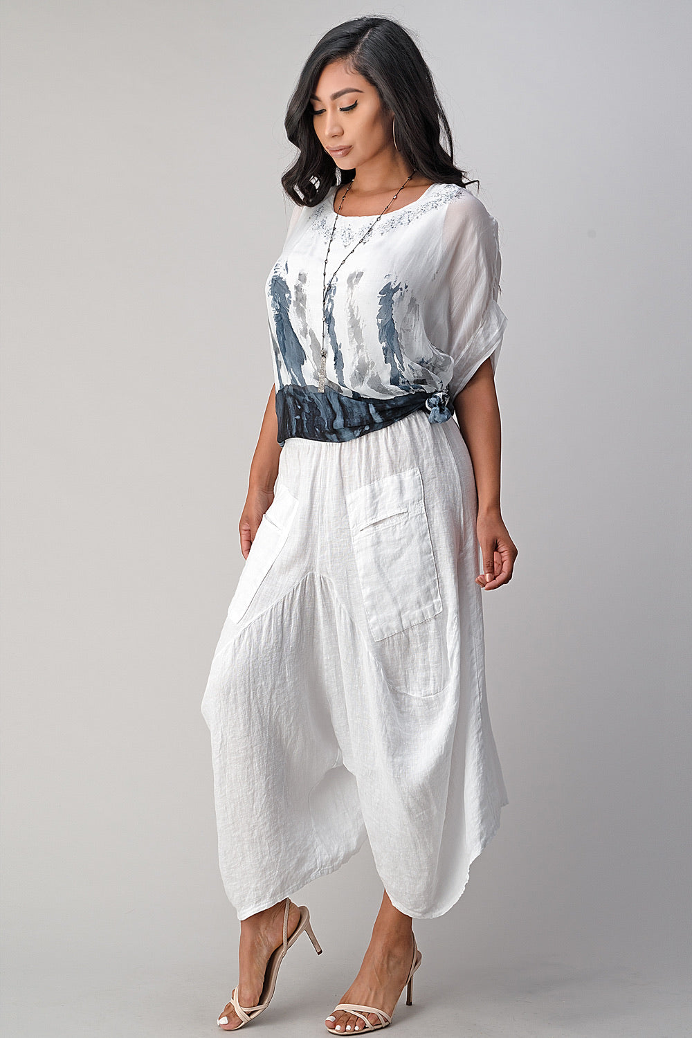 Raw Moda Italian Linen Pants Skirt Bottom Raw Moda One Size White 