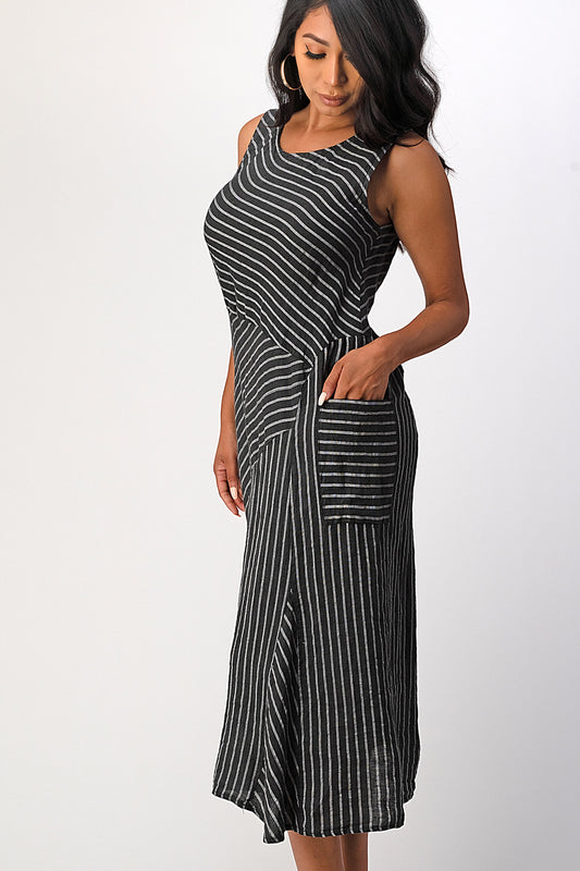 Italian Striped Linen Dress Dress Raw Moda   