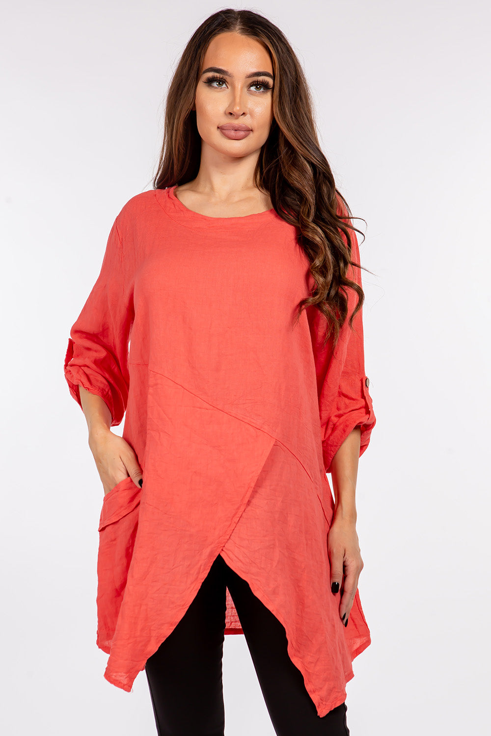 Raw Moda Single Pocket Linen Tunic Top Raw Moda   