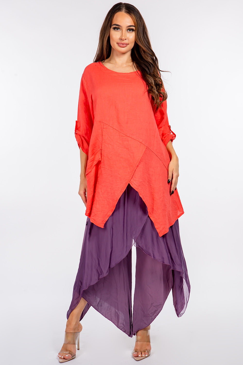 Raw Moda Single Pocket Linen Tunic Top Raw Moda   
