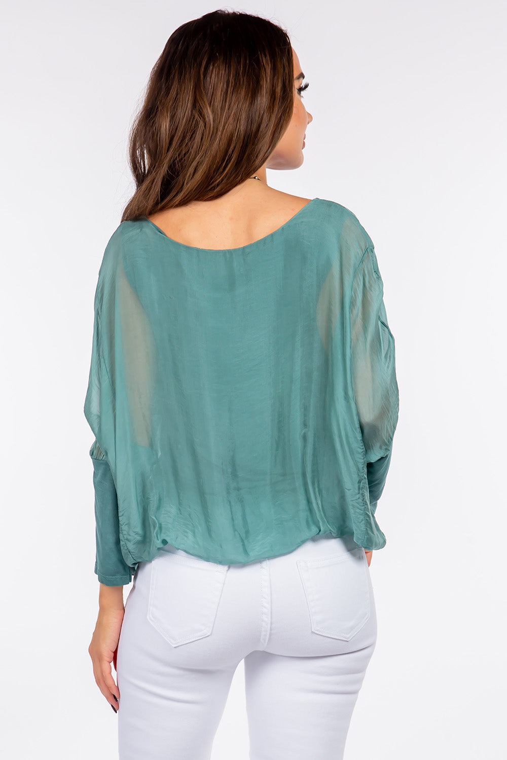 Raw Moda Solid Silk Elastic Sleeves Top Apparel & Accessories Raw Moda   