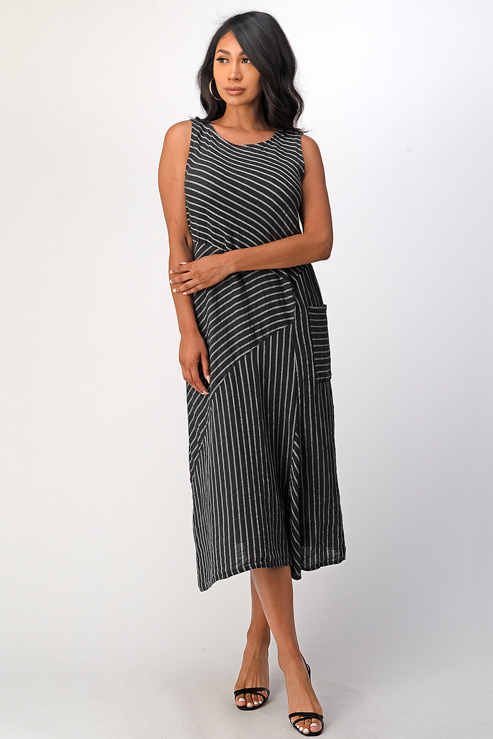 Italian Striped Linen Dress Dress Raw Moda   