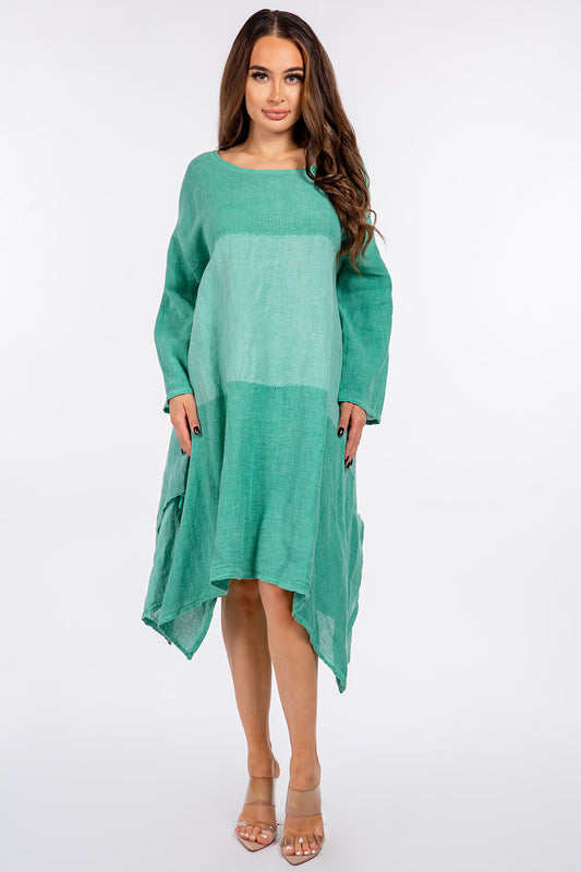 Raw Moda Linen Cotton Long Sleeves Dress Apparel & Accessories Raw Moda   