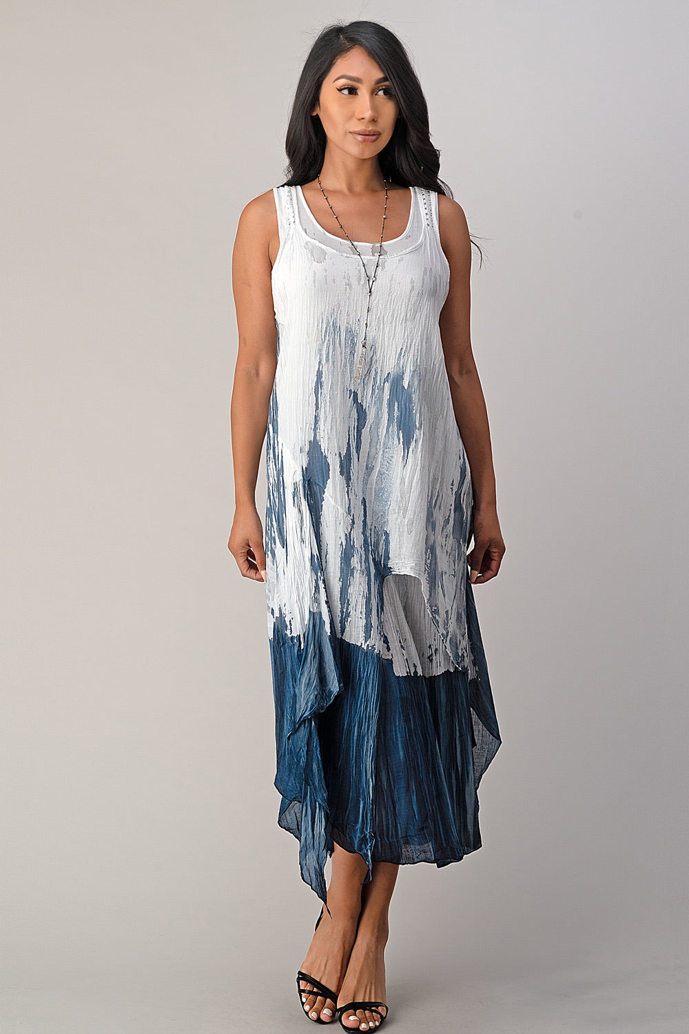 Raw Moda Cotton Tie Dye Dress Dress Raw Moda One Size Navy 