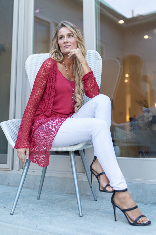 Lace and Sheer Italian Raw Moda Angela Top Tunic Cardigan Long Sleeve Top Raw Moda   
