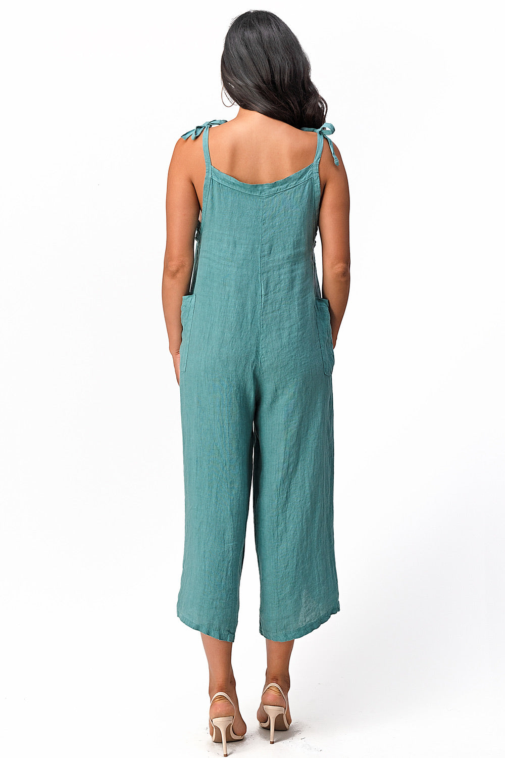 Raw Moda Sides Adjustable Linen Romper Dress Raw Moda   