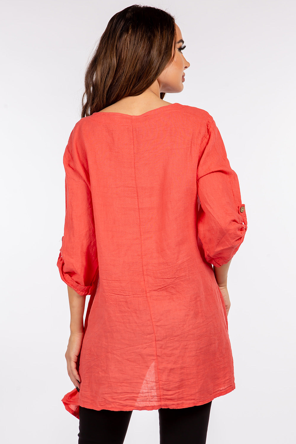 Raw Moda Single Pocket Linen Tunic Top Raw Moda   
