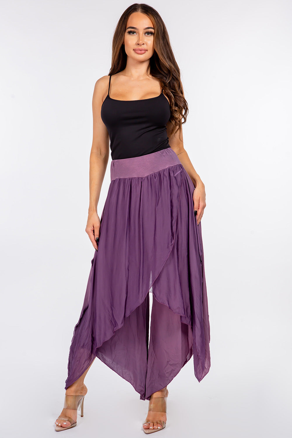 Raw Moda Silk Pants Skirt Bottom Raw Moda One Size Purple 