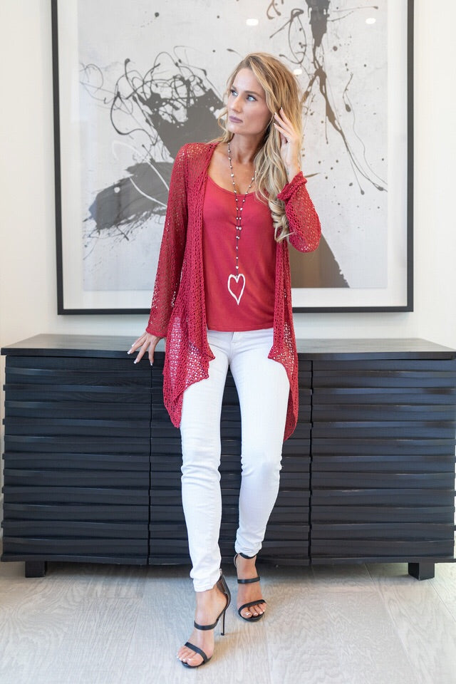 Lace and Sheer Italian Raw Moda Angela Top Tunic Cardigan Long Sleeve Top Raw Moda   