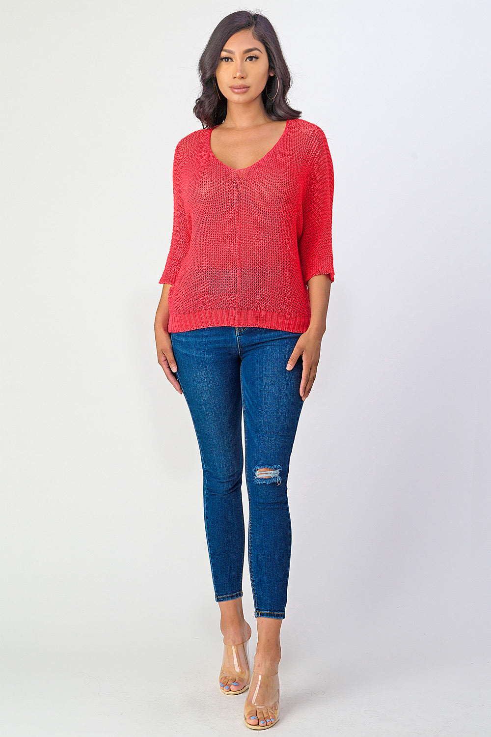 Raw Moda Italian Crochet Top Top Raw Moda One Size Coral 