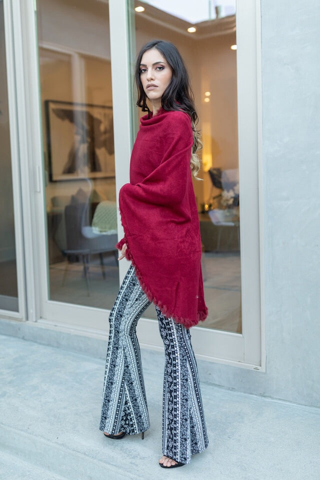 Open Front Raw Moda Shawl With Fur Trim Pancho Raw Moda   