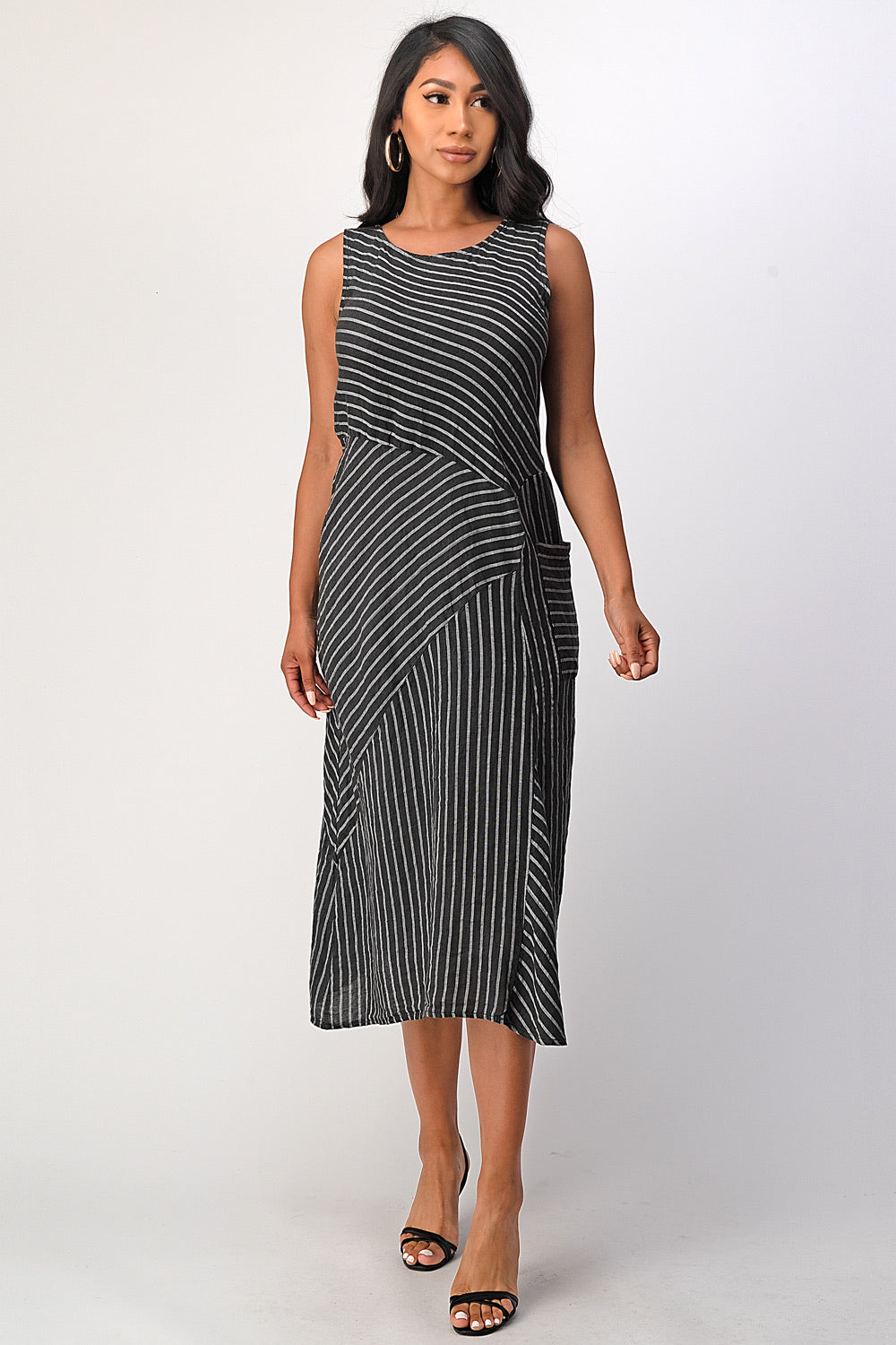 Italian Striped Linen Dress Dress Raw Moda   