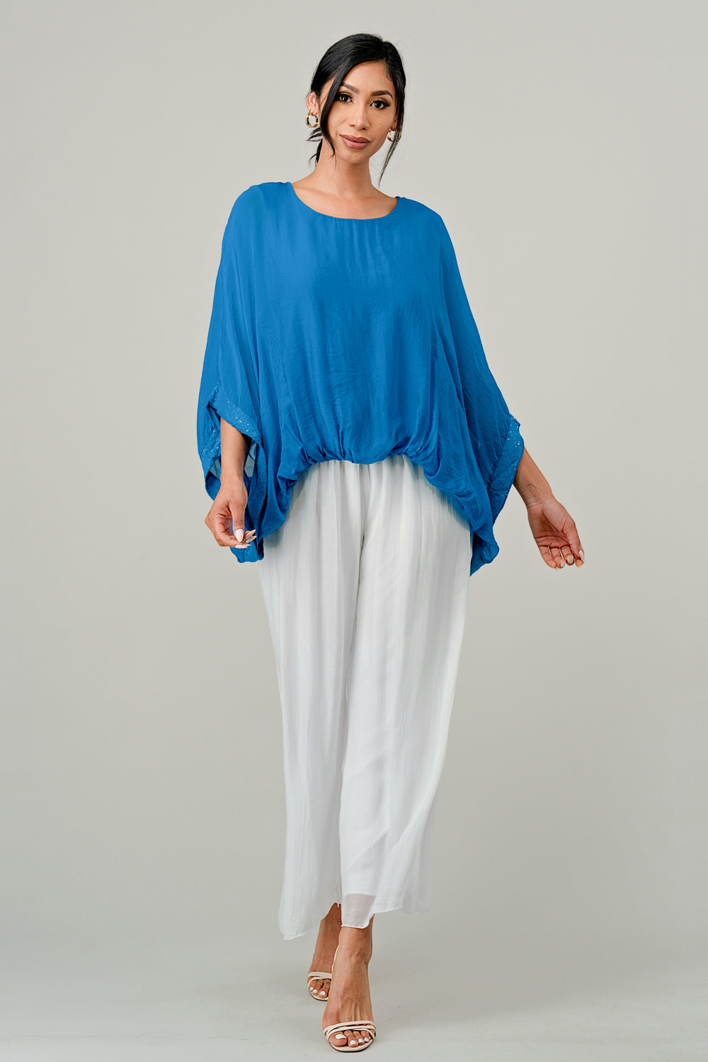 Raw Moda Italian Long Loose Silk Pants Bottom Raw Moda   