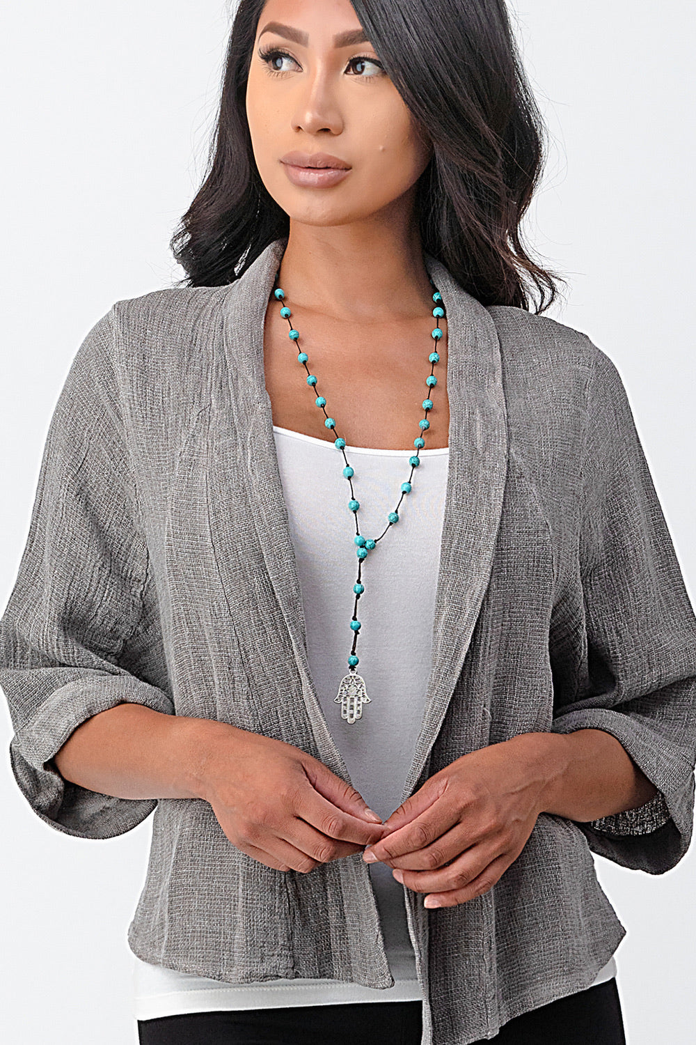Raw Moda Short Linen Jacket Top Raw Moda One Size Taupe 