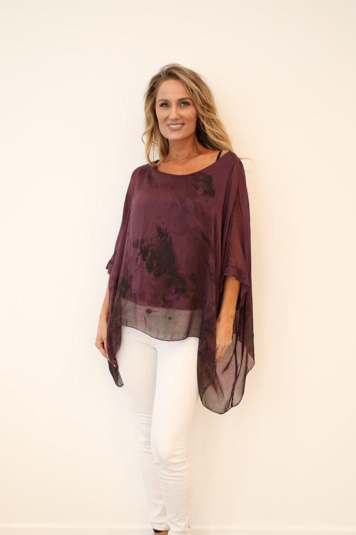 Italian Floral Raw Moda Silk Top Top Raw Moda   