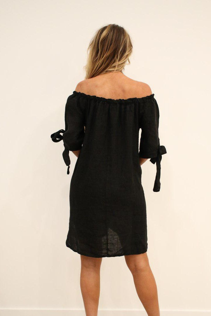 Italian Linen Off The Shoulder Dress Dress Raw Moda   