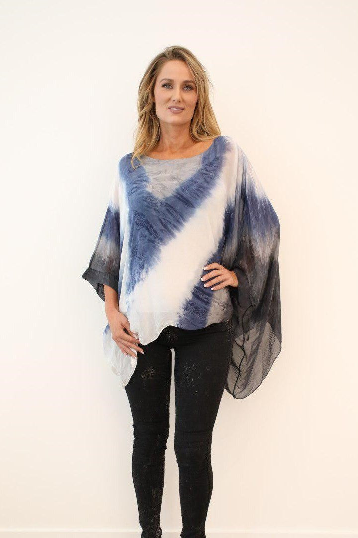 Italian Silk Tie Dye Raw Moda Top Top Raw Moda   
