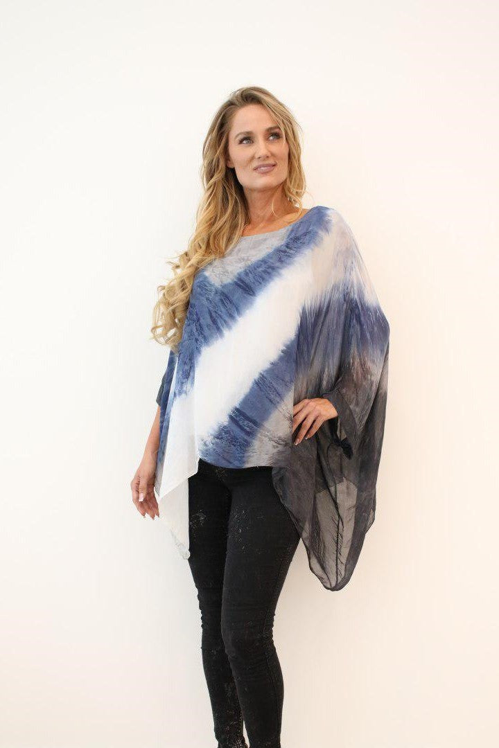 Italian Silk Tie Dye Raw Moda Top Top Raw Moda   