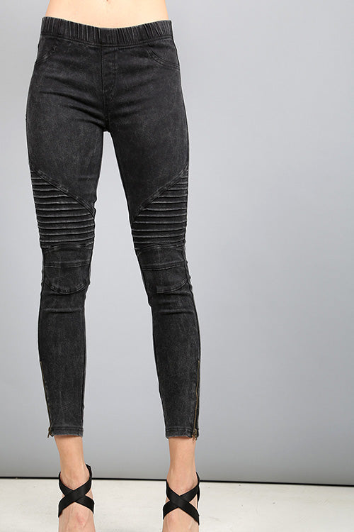 Bike Ankle Zipper Leggings  Pants Raw Moda Pants Raw Moda   