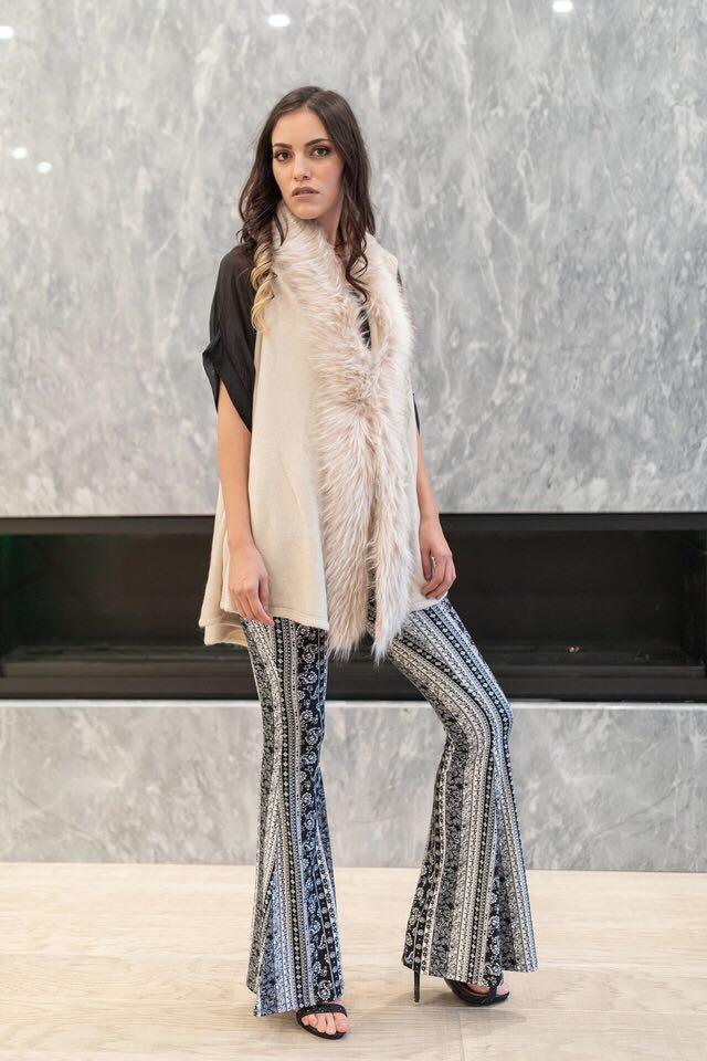 Raw Moda Knitted  Faux Fur Cape Poncho Cardigan Laura Top Raw Moda   