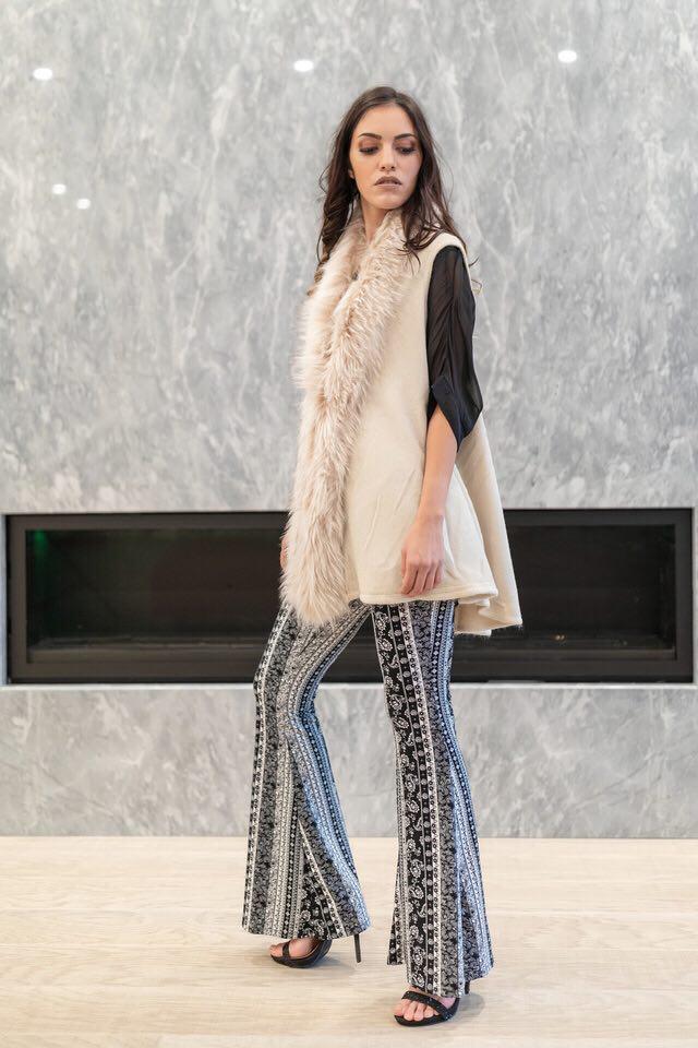 Raw Moda Knitted  Faux Fur Cape Poncho Cardigan Laura Top Raw Moda   