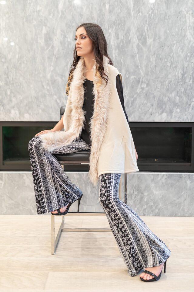 Raw Moda Knitted  Faux Fur Cape Poncho Cardigan Laura Top Raw Moda   