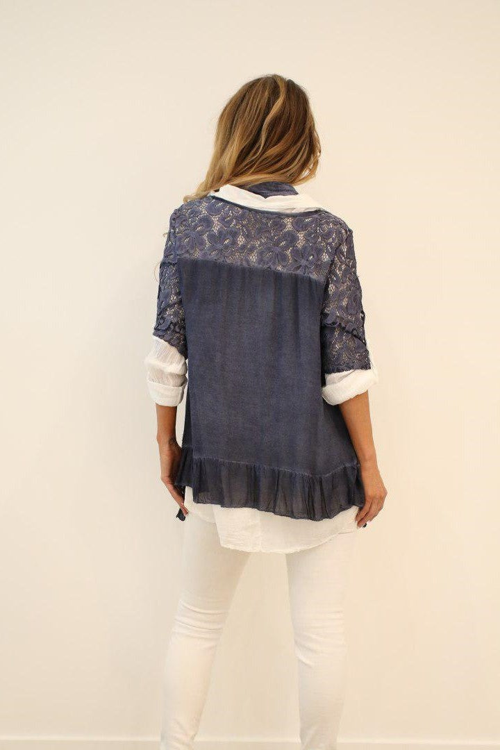 Italian Blouse Shirt Top Licia in Three Pieces Raw Moda Top Raw Moda   