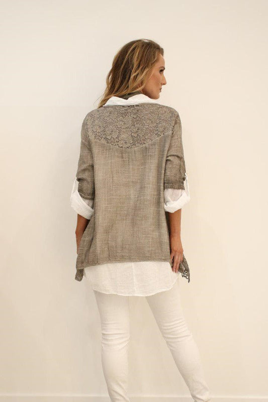 Lace Italian Blouse Shirt Top Debora in Three Piece RawModa Top Raw Moda   